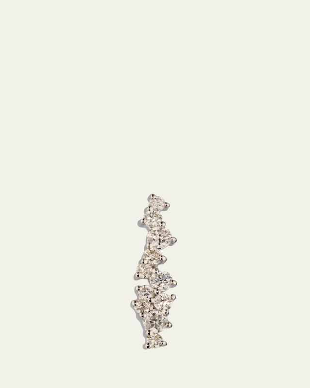 14K White Gold Small Cocktail Bar Stud Earring, Single